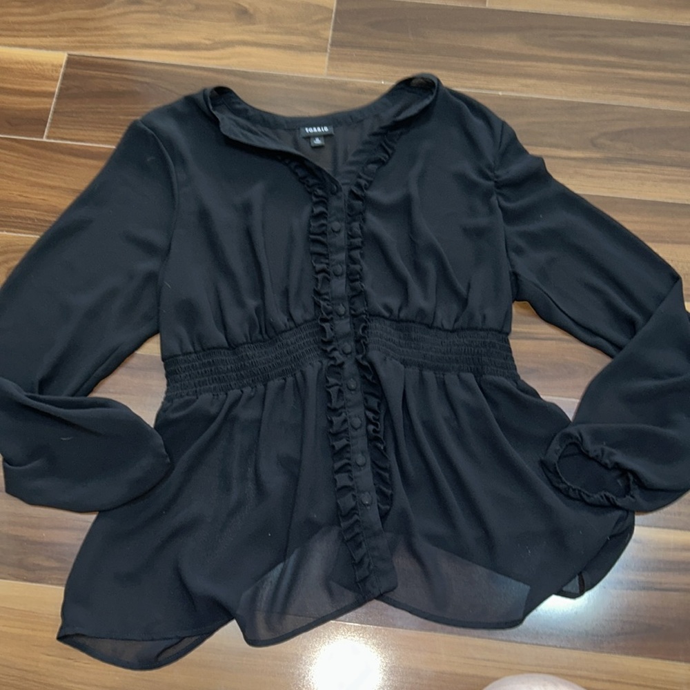 Size 0 torrid blouse babydoll black
